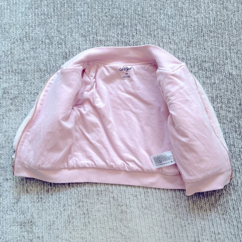 Cat & Jack Baby Pink Faux Fur Bomber Jacket 18M Fall Winter Comfy‎ Soft